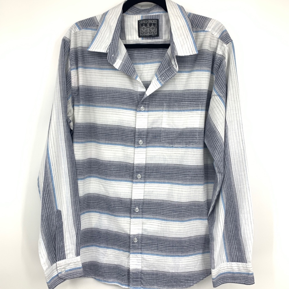 Straight faded Mens‎ large Button Down Shirt blue